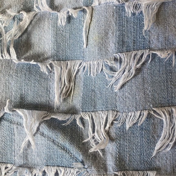 For Cynthia Denim Fringe Vest - Medium Eyelash Shaggy Hippie Boho Western Funky - Picture 13 of 13